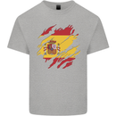 Torn Spain Flag Spanish Day Football Kids T-Shirt Childrens Sports Grey