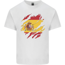 Torn Spain Flag Spanish Day Football Kids T-Shirt Childrens White