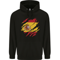 Torn Spain Flag Spanish Day Football Mens 80% Cotton Hoodie Black