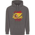 Torn Spain Flag Spanish Day Football Mens 80% Cotton Hoodie Charcoal