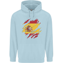 Torn Spain Flag Spanish Day Football Mens 80% Cotton Hoodie Light Blue