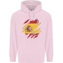 Torn Spain Flag Spanish Day Football Mens 80% Cotton Hoodie Light Pink