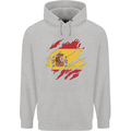 Torn Spain Flag Spanish Day Football Mens 80% Cotton Hoodie Sports Grey