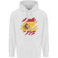 Torn Spain Flag Spanish Day Football Mens 80% Cotton Hoodie White