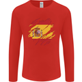 Torn Spain Flag Spanish Day Football Mens Long Sleeve T-Shirt Red