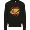 Torn Spain Flag Spanish Day Football Mens Sweatshirt Jumper Black