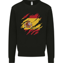 Torn Spain Flag Spanish Day Football Mens Sweatshirt Jumper Black