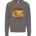 Torn Spain Flag Spanish Day Football Mens Sweatshirt Jumper Charcoal