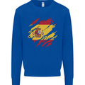 Torn Spain Flag Spanish Day Football Mens Sweatshirt Jumper Royal Blue