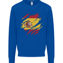 Torn Spain Flag Spanish Day Football Mens Sweatshirt Jumper Royal Blue