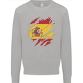Torn Spain Flag Spanish Day Football Mens Sweatshirt Jumper Sports Grey
