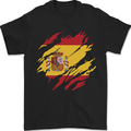 Torn Spain Flag Spanish Day Football Mens T-Shirt 100% Cotton Black