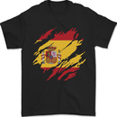 Torn Spain Flag Spanish Day Football Mens T-Shirt 100% Cotton Black
