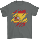 Torn Spain Flag Spanish Day Football Mens T-Shirt 100% Cotton Charcoal