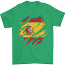 Torn Spain Flag Spanish Day Football Mens T-Shirt 100% Cotton Irish Green
