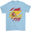 Torn Spain Flag Spanish Day Football Mens T-Shirt 100% Cotton Light Blue