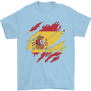 Torn Spain Flag Spanish Day Football Mens T-Shirt 100% Cotton Light Blue