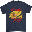 Torn Spain Flag Spanish Day Football Mens T-Shirt 100% Cotton Navy Blue