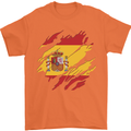 Torn Spain Flag Spanish Day Football Mens T-Shirt 100% Cotton Orange