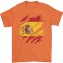 Torn Spain Flag Spanish Day Football Mens T-Shirt 100% Cotton Orange