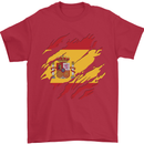 Torn Spain Flag Spanish Day Football Mens T-Shirt 100% Cotton Red