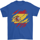 Torn Spain Flag Spanish Day Football Mens T-Shirt 100% Cotton Royal Blue
