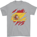 Torn Spain Flag Spanish Day Football Mens T-Shirt 100% Cotton Sports Grey