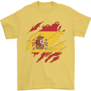 Torn Spain Flag Spanish Day Football Mens T-Shirt 100% Cotton Yellow