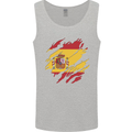 Torn Spain Flag Spanish Day Football Mens Vest Tank Top Sports Grey