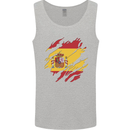 Torn Spain Flag Spanish Day Football Mens Vest Tank Top Sports Grey