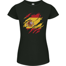 Torn Spain Flag Spanish Day Football Womens Petite Cut T-Shirt Black