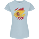 Torn Spain Flag Spanish Day Football Womens Petite Cut T-Shirt Light Blue