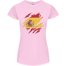 Torn Spain Flag Spanish Day Football Womens Petite Cut T-Shirt Light Pink