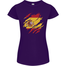 Torn Spain Flag Spanish Day Football Womens Petite Cut T-Shirt Purple