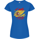 Torn Spain Flag Spanish Day Football Womens Petite Cut T-Shirt Royal Blue