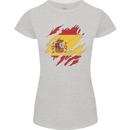Torn Spain Flag Spanish Day Football Womens Petite Cut T-Shirt Sports Grey