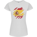 Torn Spain Flag Spanish Day Football Womens Petite Cut T-Shirt White
