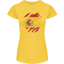 Torn Spain Flag Spanish Day Football Womens Petite Cut T-Shirt Yellow