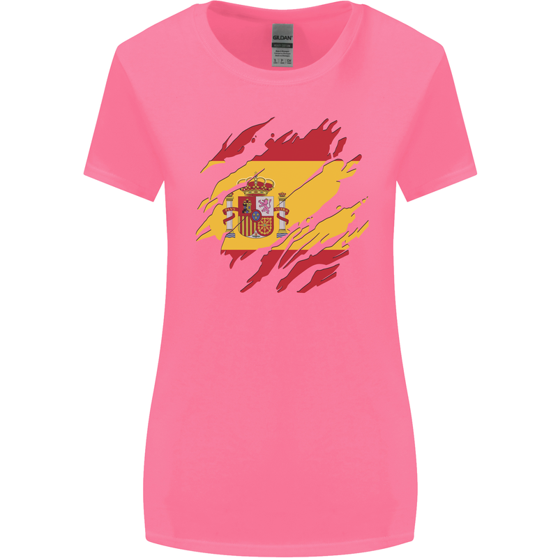 Torn Spain Flag Spanish Day Football Womens Wider Cut T-Shirt Azalea