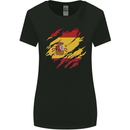 Torn Spain Flag Spanish Day Football Womens Wider Cut T-Shirt Black