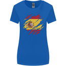 Torn Spain Flag Spanish Day Football Womens Wider Cut T-Shirt Royal Blue
