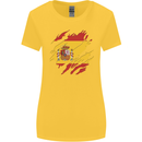 Torn Spain Flag Spanish Day Football Womens Wider Cut T-Shirt Yellow