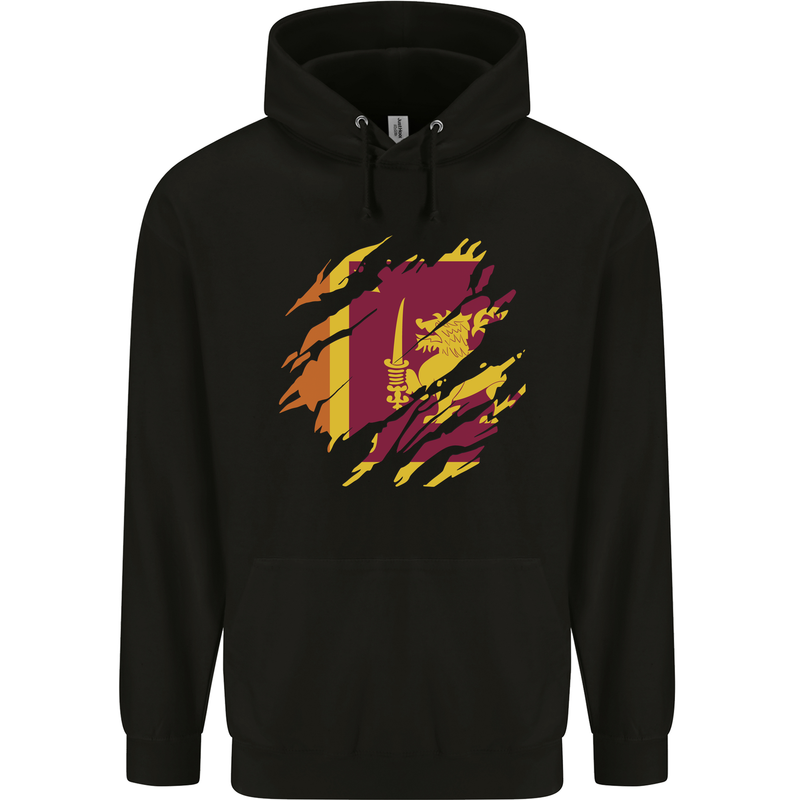 Torn Sri Lankan Flag Sri Lanka Day Football Childrens Kids Hoodie Black