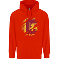 Torn Sri Lankan Flag Sri Lanka Day Football Childrens Kids Hoodie Bright Red