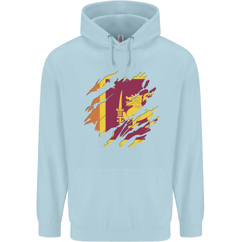 Torn Sri Lankan Flag Sri Lanka Day Football Childrens Kids Hoodie Light Blue
