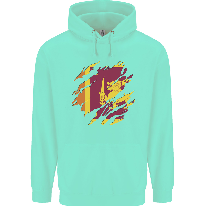 Torn Sri Lankan Flag Sri Lanka Day Football Childrens Kids Hoodie Peppermint