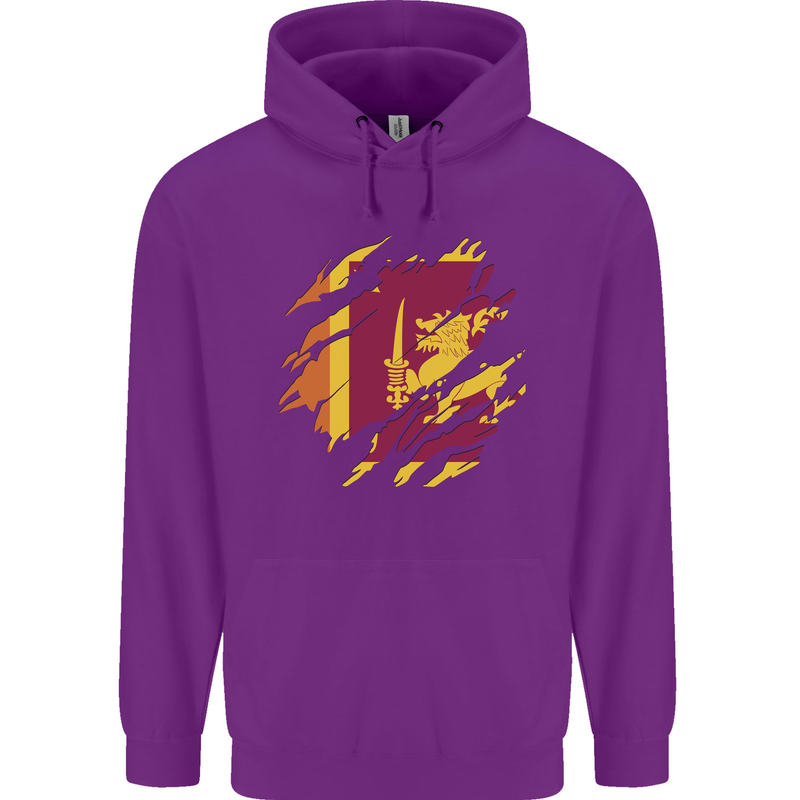 Torn Sri Lankan Flag Sri Lanka Day Football Childrens Kids Hoodie Purple