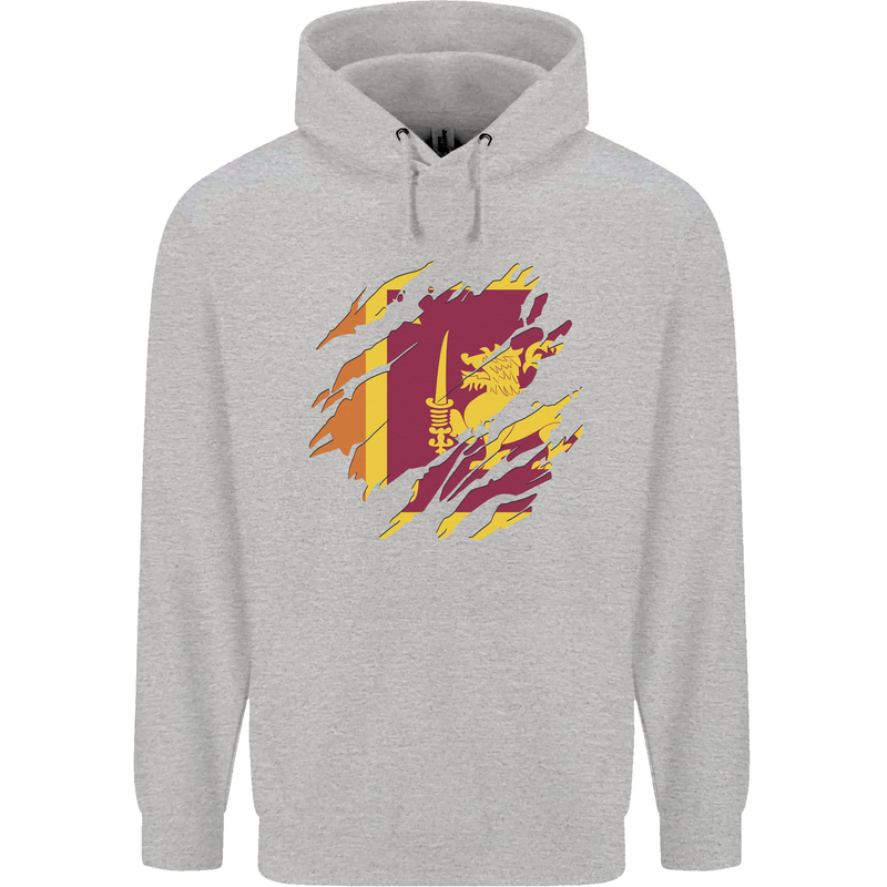 Torn Sri Lankan Flag Sri Lanka Day Football Childrens Kids Hoodie Sports Grey