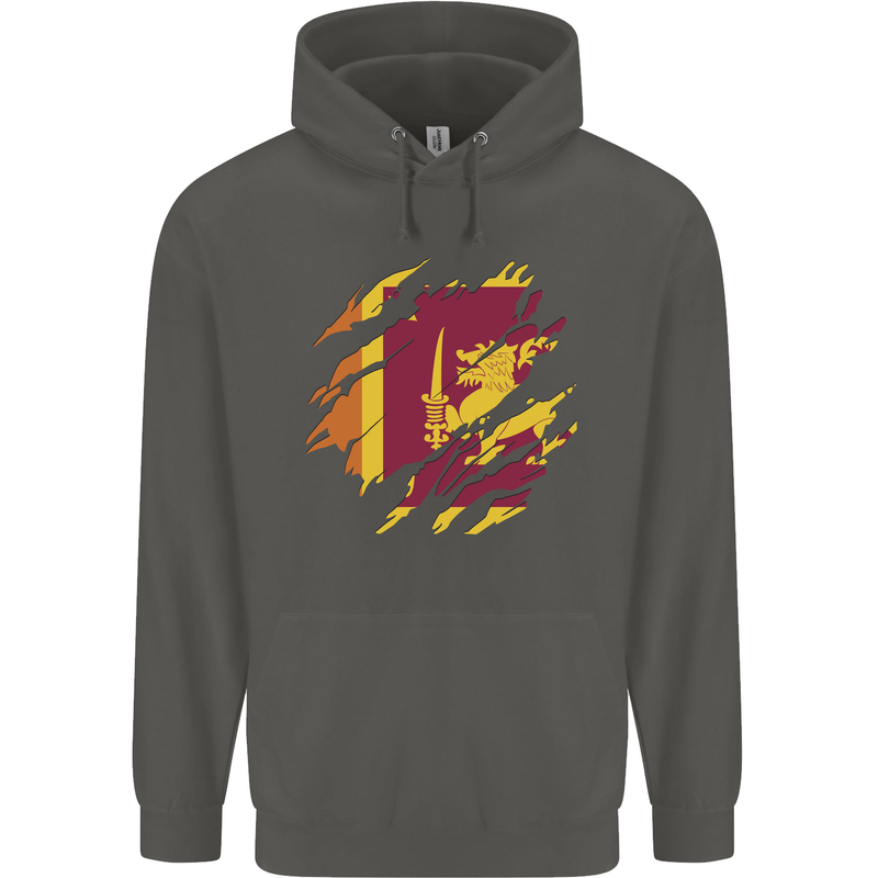 Torn Sri Lankan Flag Sri Lanka Day Football Childrens Kids Hoodie Storm Grey