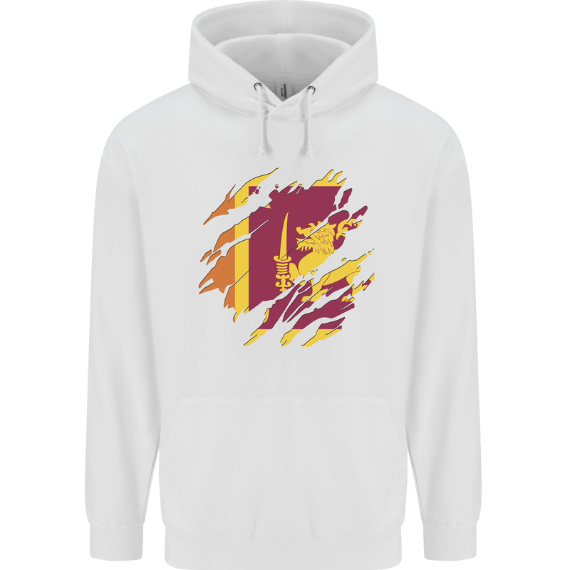 Torn Sri Lankan Flag Sri Lanka Day Football Childrens Kids Hoodie White